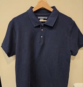 French Connection Navy, Ribbed, Mens Polo Shirt Size Large‎